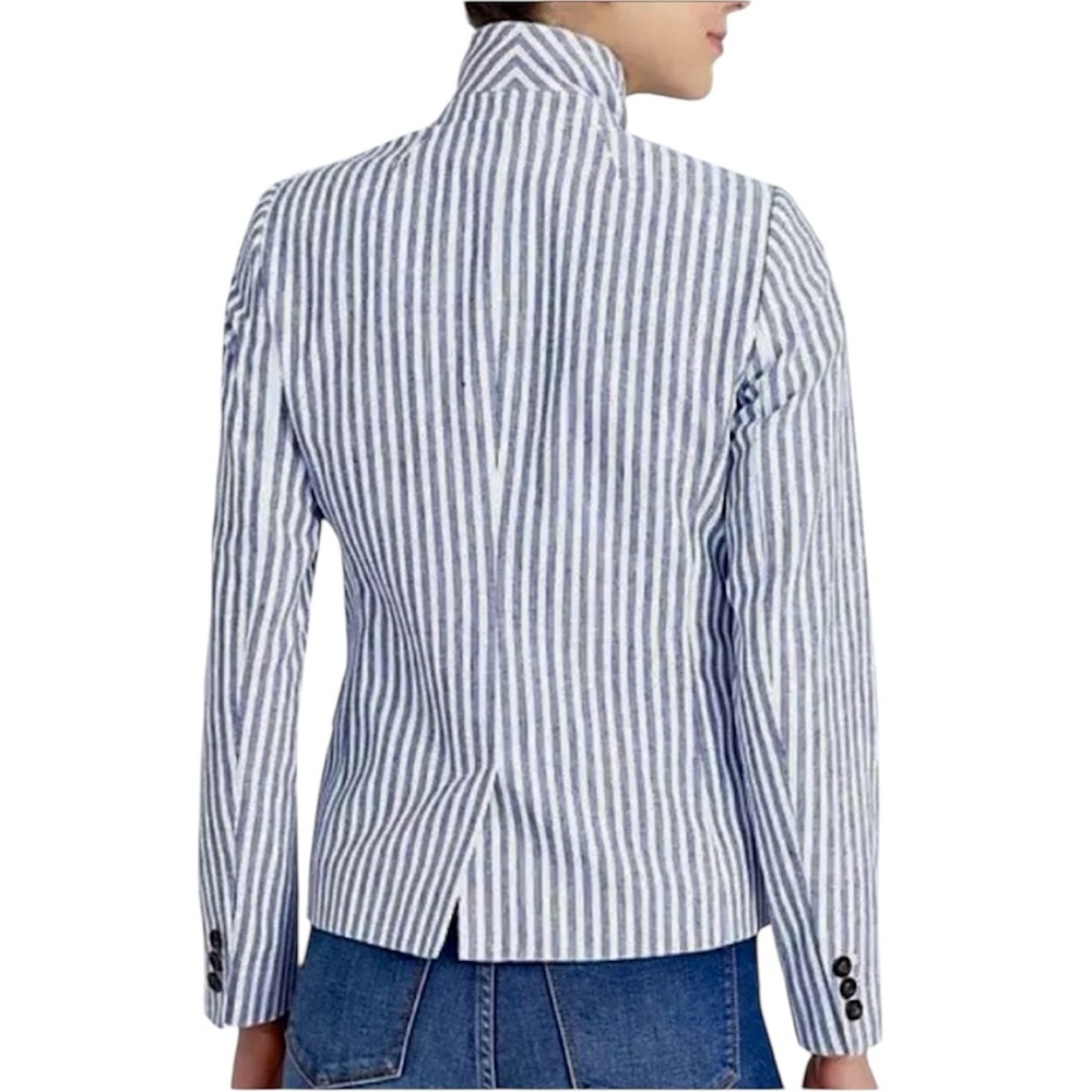 J. Crew Blue and White Striped Cotton Blend Blazer - Picture 5 of 10